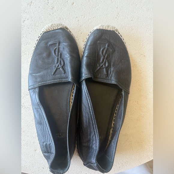 Saint Laurent Black Leather Espadrilles - Picture 1 of 7